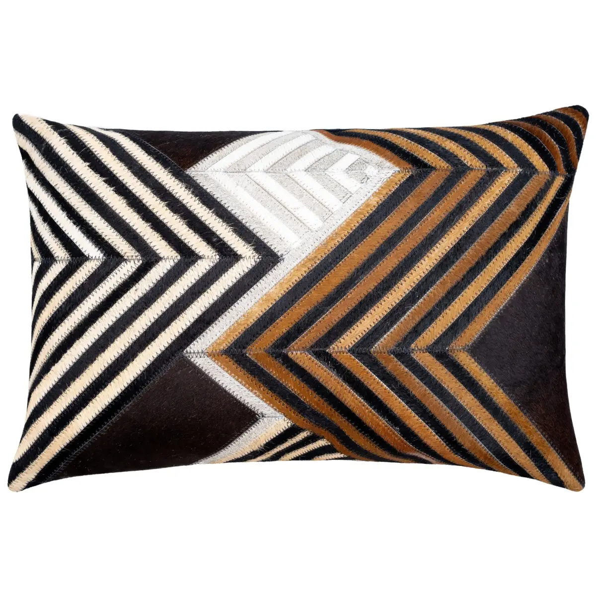 Canvello Genuine Cowhide Leather Decorative Throw Pillows - Handmade Patchwork Boho Accent Pillows For Sofa Couch Bed