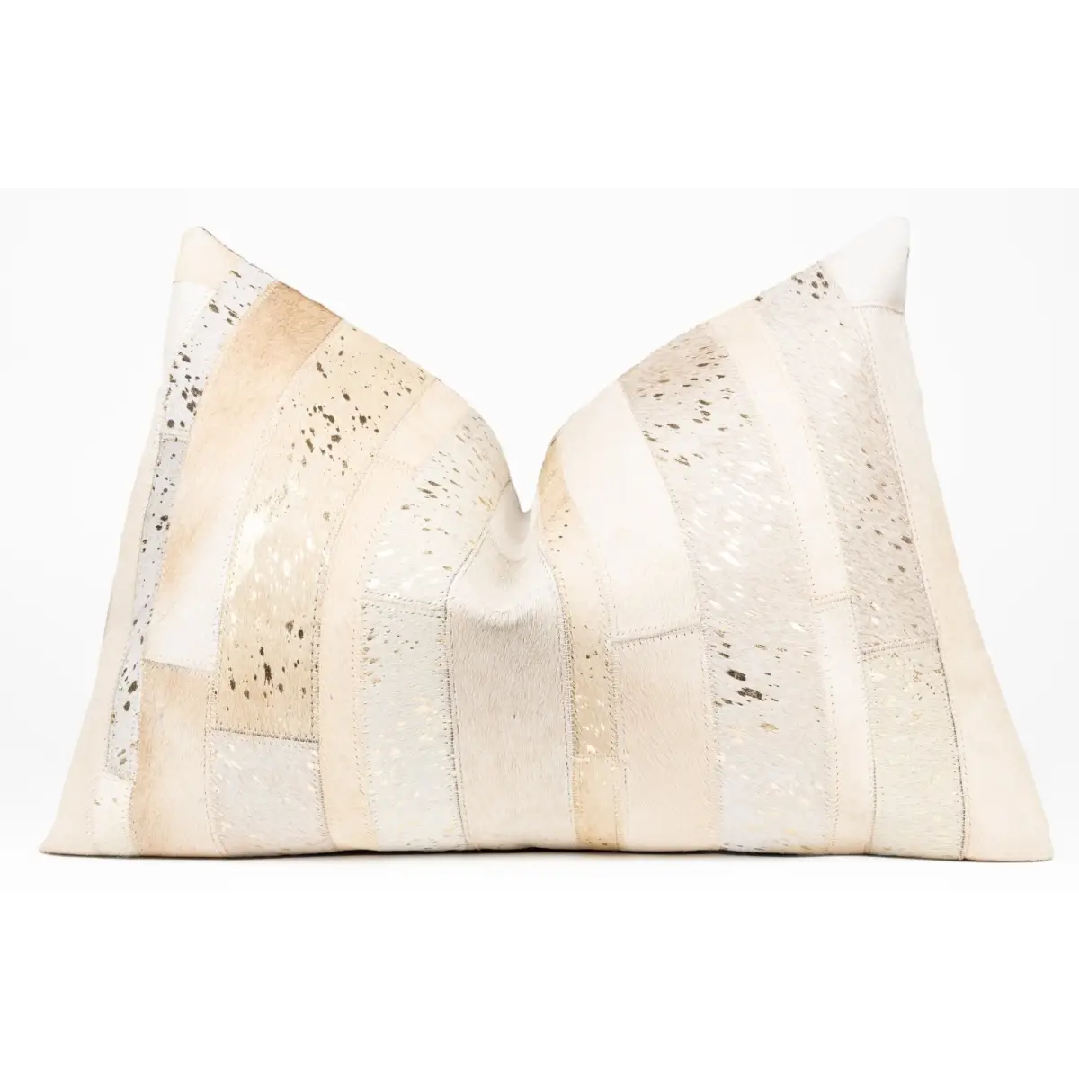 Canvello Genuine Cowhide Leather Decorative Throw Pillows - Handmade Patchwork Boho Accent Pillows For Sofa Couch Bed