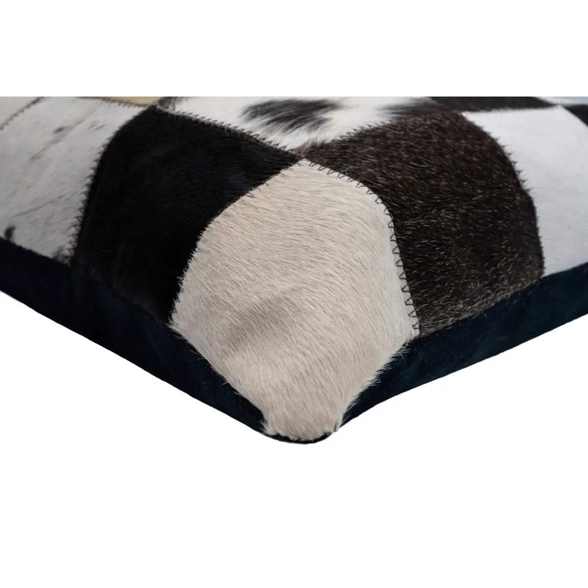 Canvello Genuine Cowhide Leather Decorative Throw Pillows - Handmade Patchwork Boho Accent Pillows For Sofa Couch Bed