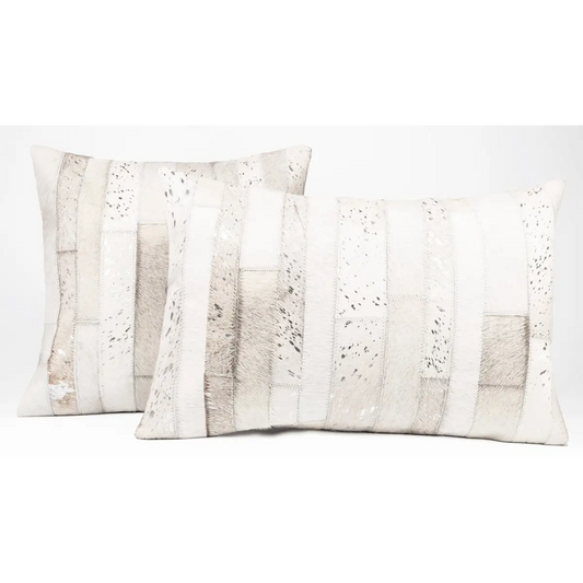Canvello Genuine Cowhide Leather Decorative Throw Pillows - Handmade Patchwork Boho Accent Pillows For Sofa Couch Bed