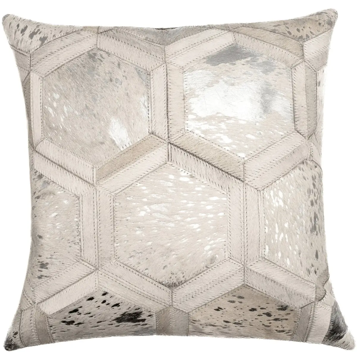 Canvello Genuine Cowhide Leather Decorative Throw Pillows - Handmade Patchwork Boho Accent Pillows For Sofa Couch Bed