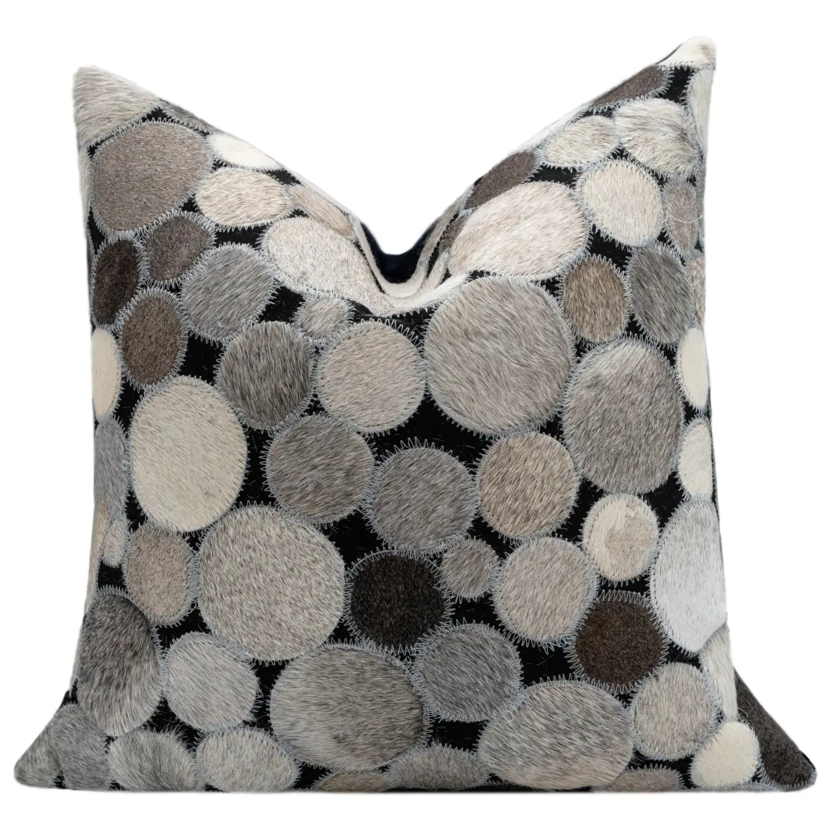 Canvello Genuine Cowhide Leather Decorative Throw Pillows - Handmade Patchwork Boho Accent Pillows For Sofa Couch Bed