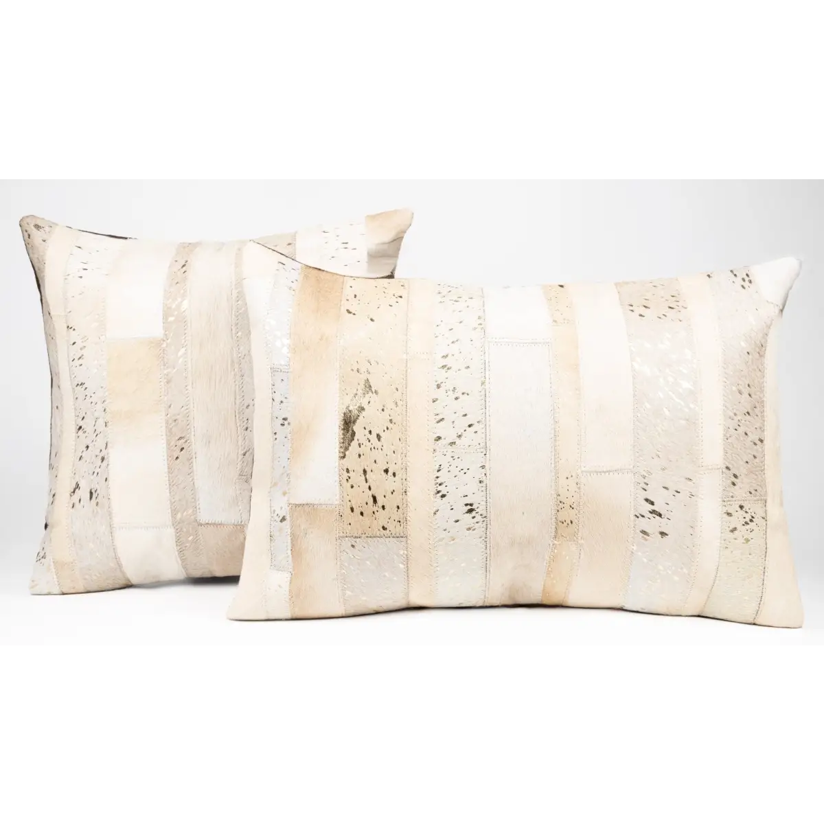 Canvello Genuine Cowhide Leather Decorative Throw Pillows - Handmade Patchwork Boho Accent Pillows For Sofa Couch Bed