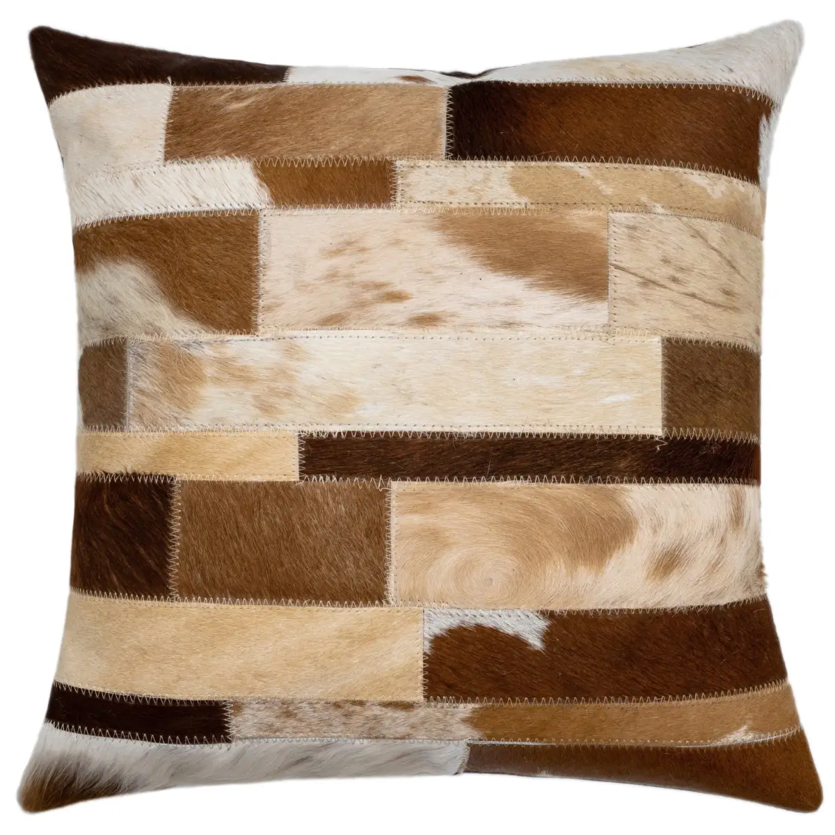Canvello Genuine Cowhide Leather Decorative Throw Pillows - Handmade Patchwork Boho Accent Pillows For Sofa Couch Bed