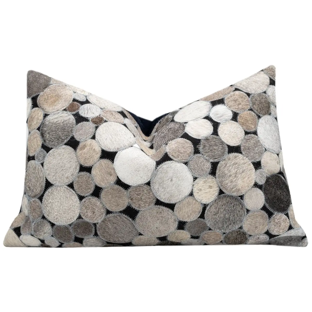 Canvello Genuine Cowhide Leather Decorative Throw Pillows - Handmade Patchwork Boho Accent Pillows For Sofa Couch Bed