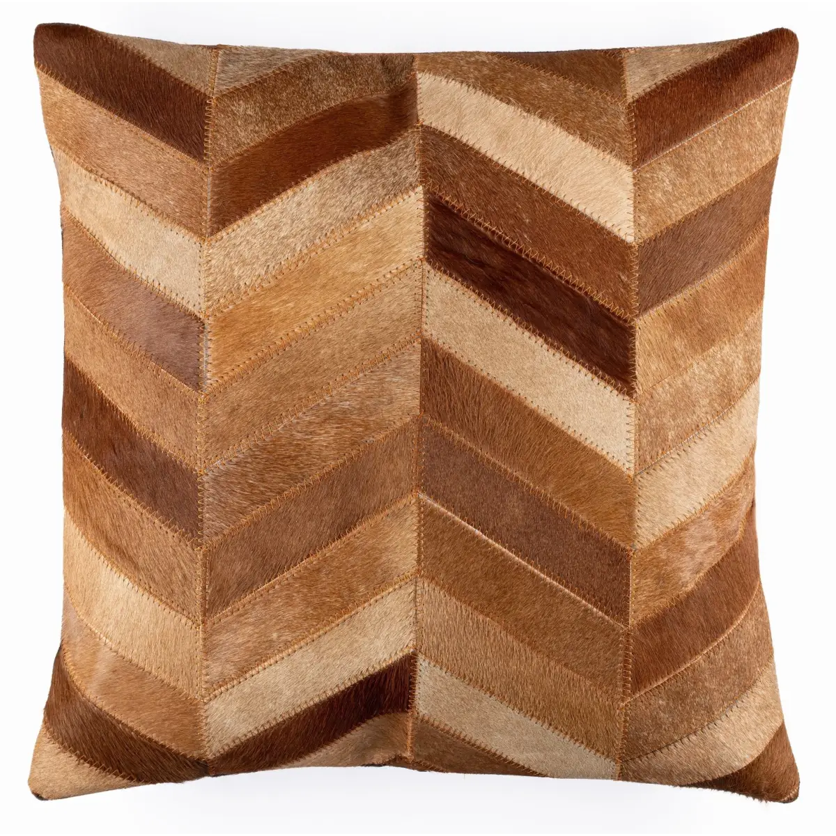 Canvello Genuine Cowhide Leather Decorative Throw Pillows - Handmade Patchwork Boho Accent Pillows For Sofa Couch Bed