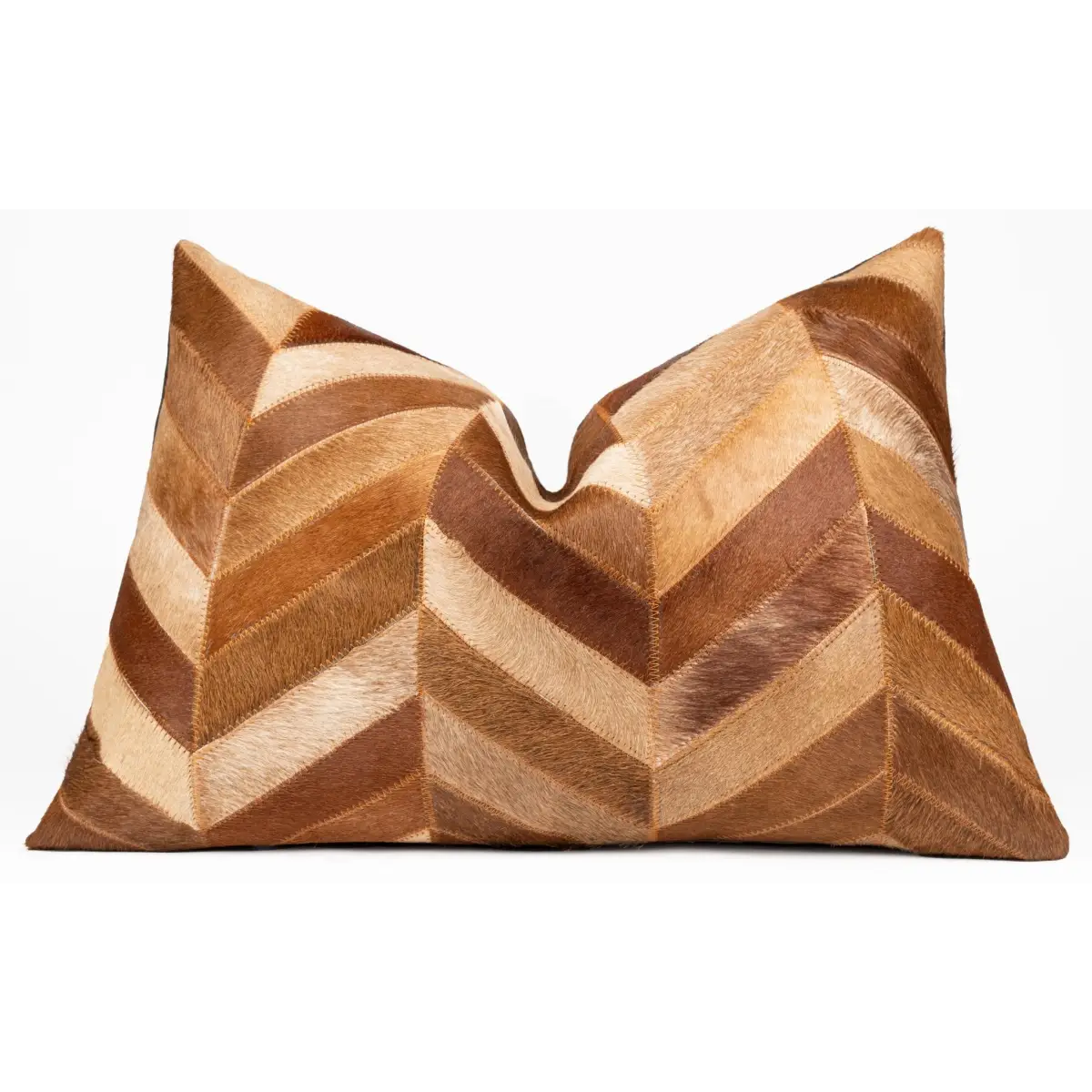 Canvello Genuine Cowhide Leather Decorative Throw Pillows - Handmade Patchwork Boho Accent Pillows For Sofa Couch Bed