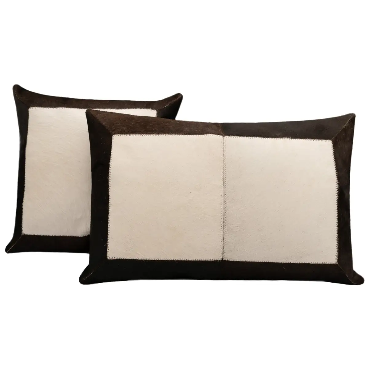 Canvello Genuine Cowhide Leather Decorative Throw Pillows - Handmade Patchwork Boho Accent Pillows For Sofa Couch Bed