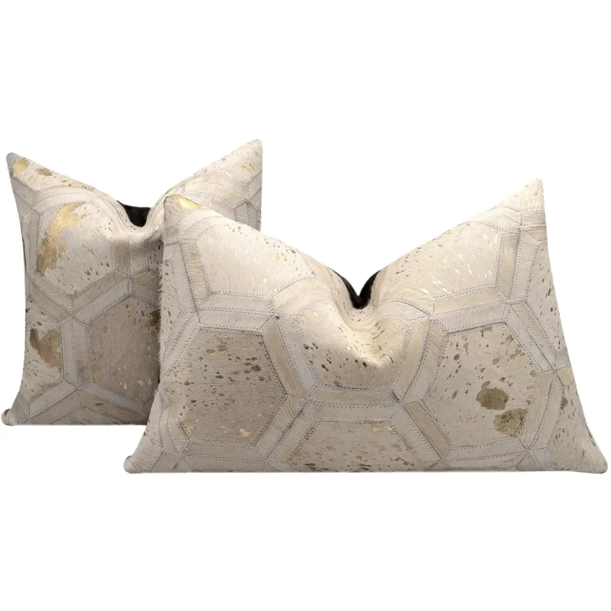 Canvello Genuine Cowhide Leather Decorative Throw Pillows - Handmade Patchwork Boho Accent Pillows For Sofa Couch Bed