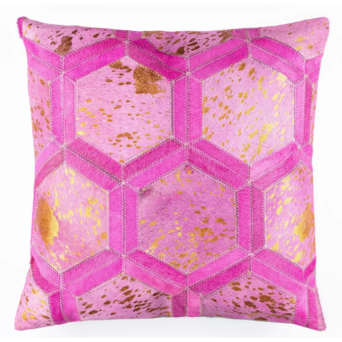 Canvello Genuine Cowhide Leather Decorative Throw Pillows - Handmade Patchwork Boho Accent Pillows For Sofa Couch Bed