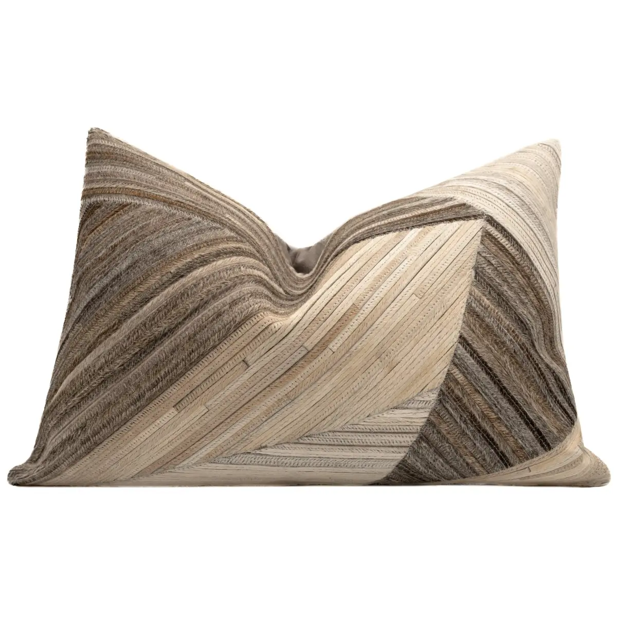 Canvello Genuine Cowhide Leather Decorative Throw Pillows - Handmade Patchwork Boho Accent Pillows For Sofa Couch Bed