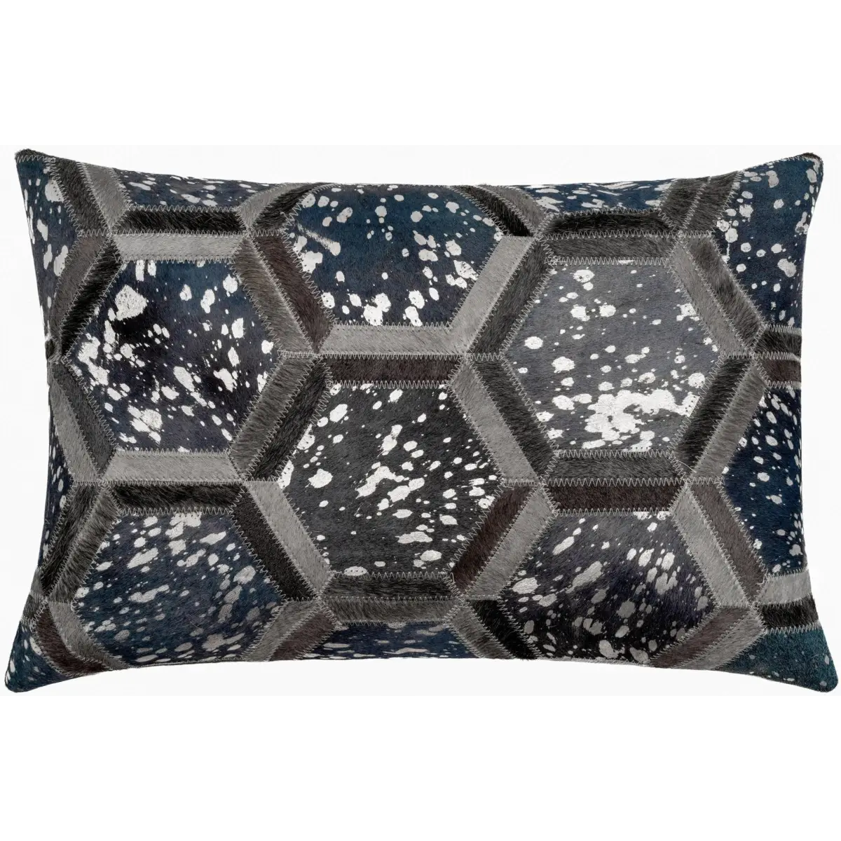 Canvello Genuine Cowhide Leather Decorative Throw Pillows - Handmade Patchwork Boho Accent Pillows For Sofa Couch Bed