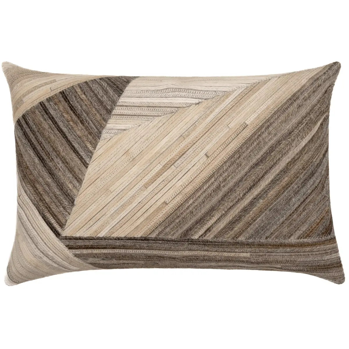 Canvello Genuine Cowhide Leather Decorative Throw Pillows - Handmade Patchwork Boho Accent Pillows For Sofa Couch Bed