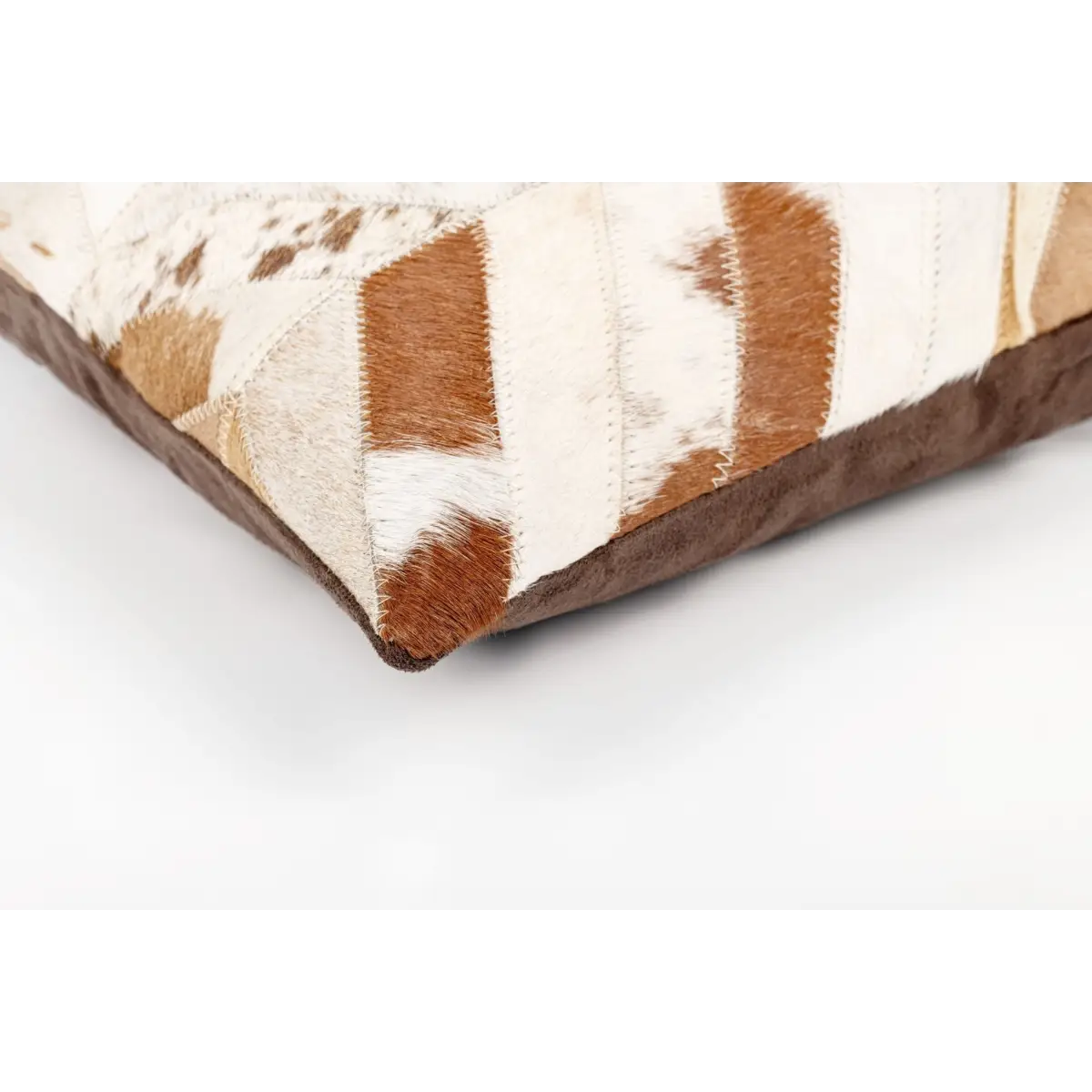 Canvello Genuine Cowhide Leather Decorative Throw Pillows - Handmade Patchwork Boho Accent Pillows For Sofa Couch Bed