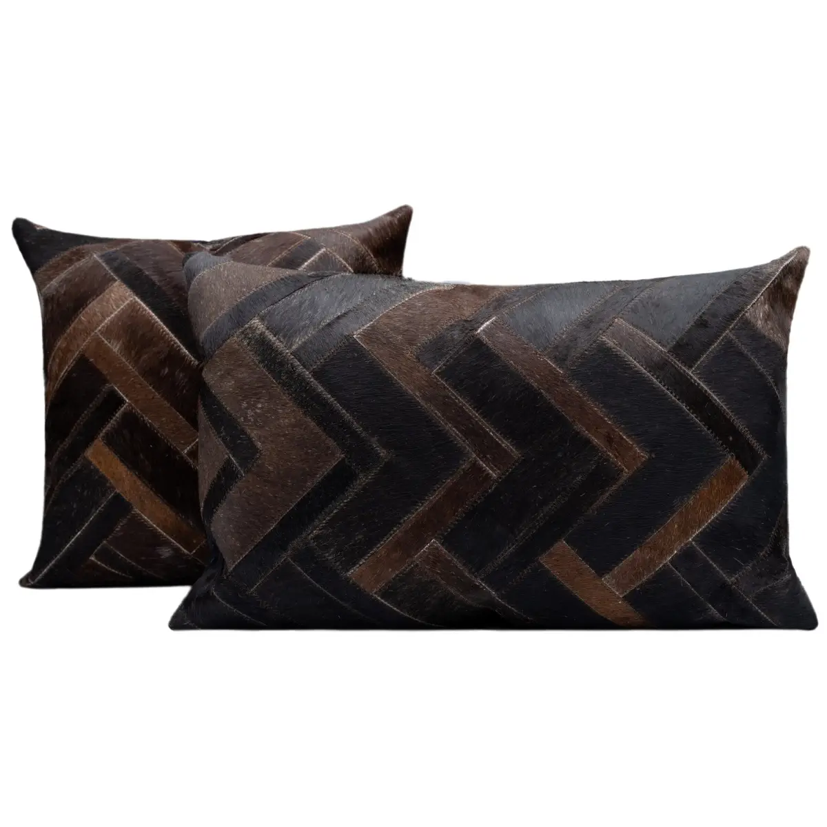 Canvello Genuine Cowhide Leather Decorative Throw Pillows - Handmade Patchwork Boho Accent Pillows For Sofa Couch Bed