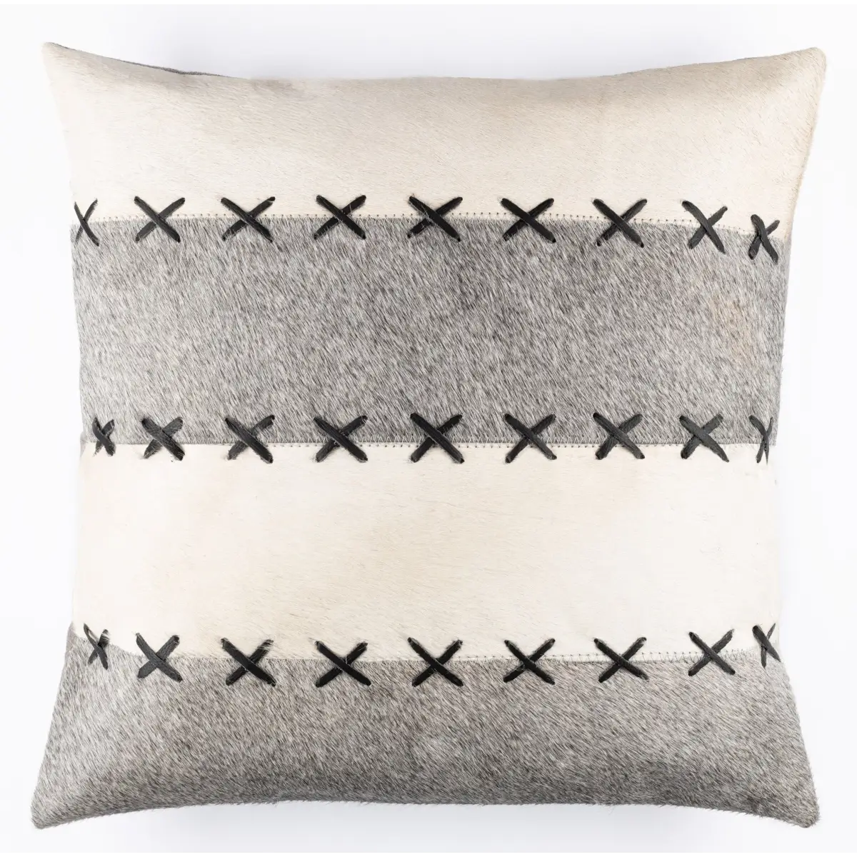 Canvello Genuine Cowhide Leather Decorative Throw Pillows - Handmade Patchwork Boho Accent Pillows For Sofa Couch Bed