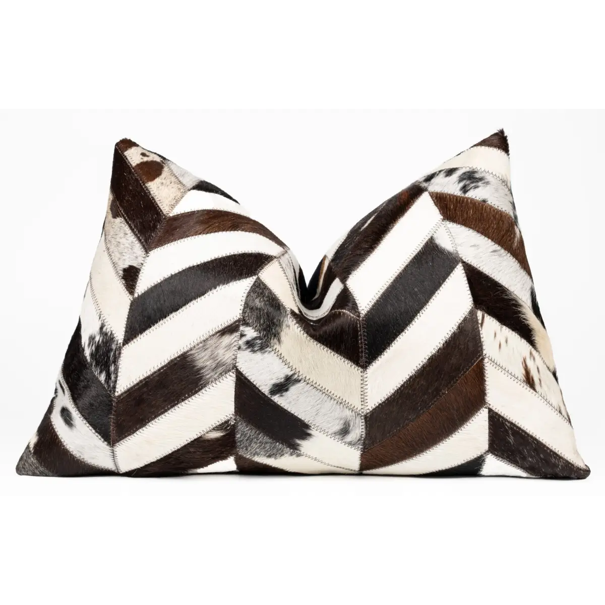 Canvello Genuine Cowhide Leather Decorative Throw Pillows - Handmade Patchwork Boho Accent Pillows For Sofa Couch Bed