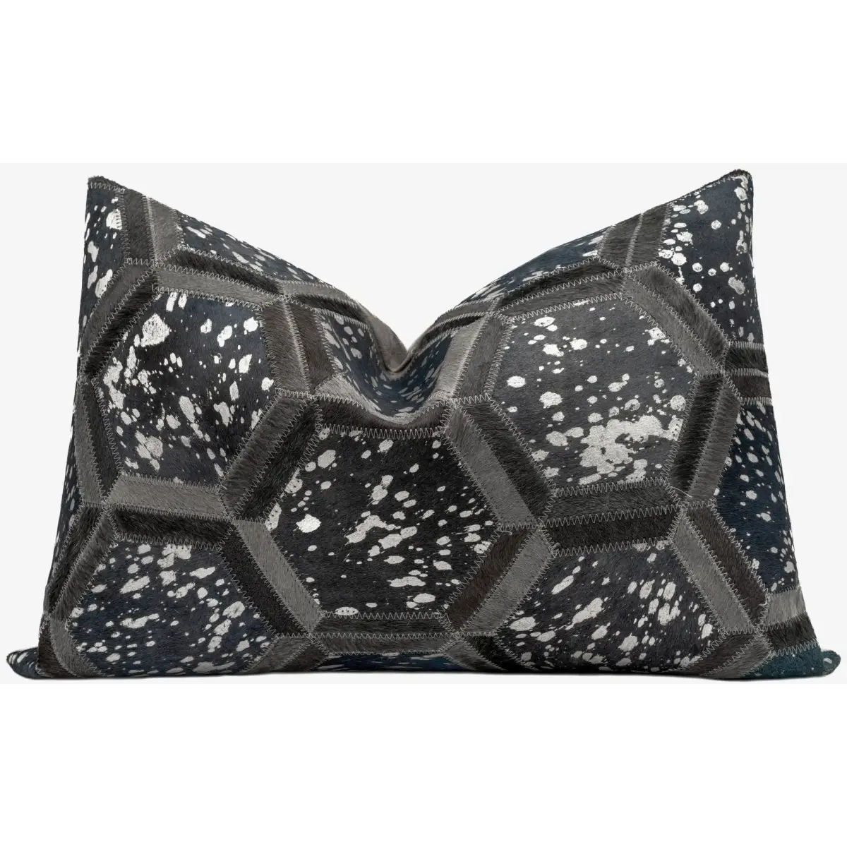 Canvello Genuine Cowhide Leather Decorative Throw Pillows - Handmade Patchwork Boho Accent Pillows For Sofa Couch Bed