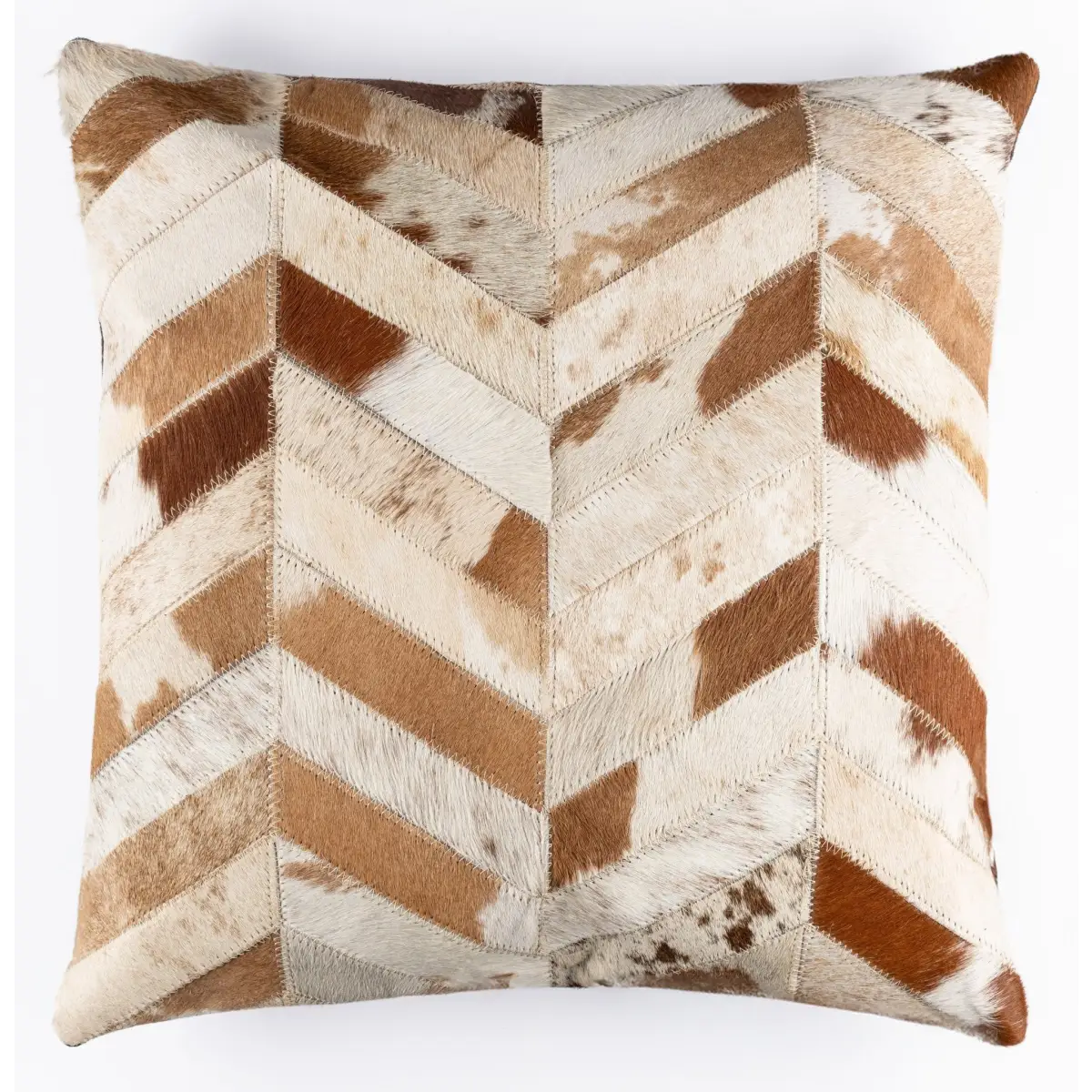 Canvello Genuine Cowhide Leather Decorative Throw Pillows - Handmade Patchwork Boho Accent Pillows For Sofa Couch Bed
