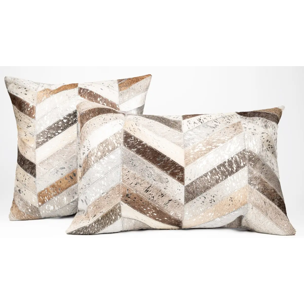 Canvello Genuine Cowhide Leather Decorative Throw Pillows - Handmade Patchwork Boho Accent Pillows For Sofa Couch Bed