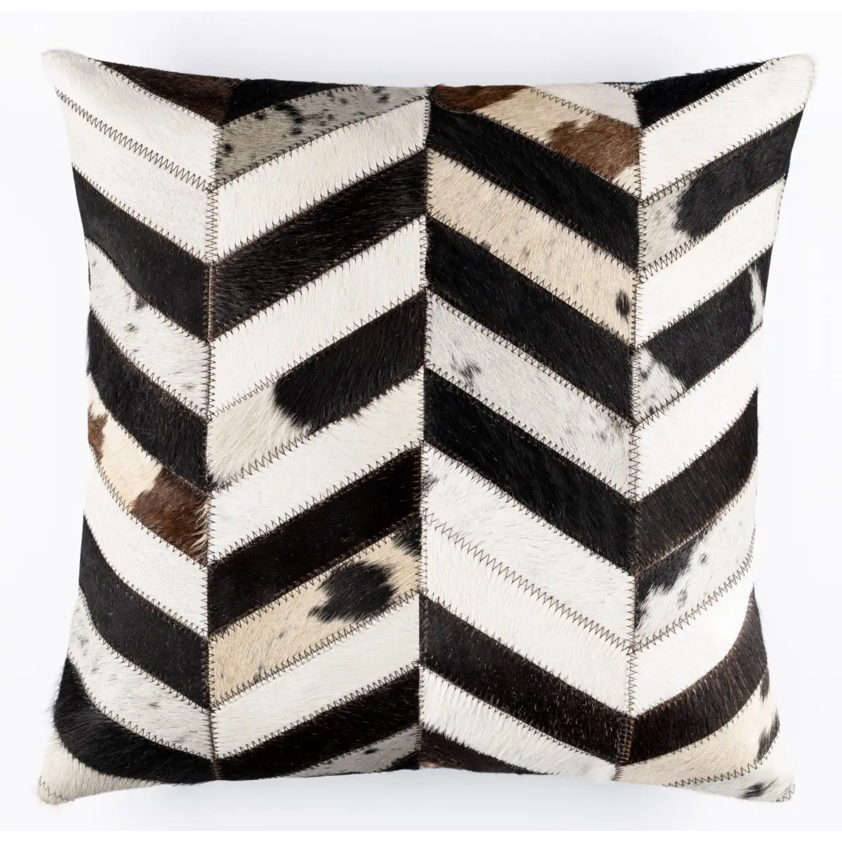 Canvello Genuine Cowhide Leather Decorative Throw Pillows - Handmade Patchwork Boho Accent Pillows For Sofa Couch Bed