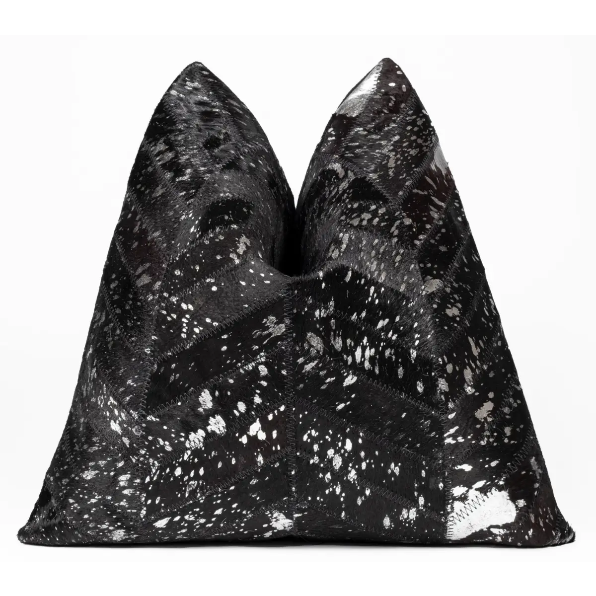 Canvello Genuine Cowhide Leather Decorative Throw Pillows - Handmade Patchwork Boho Accent Pillows For Sofa Couch Bed