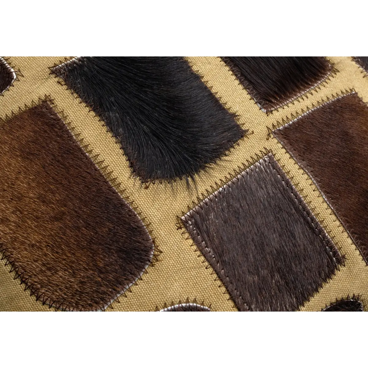 Canvello Genuine Cowhide Leather Decorative Throw Pillows - Handmade Patchwork Boho Accent Pillows For Sofa Couch Bed