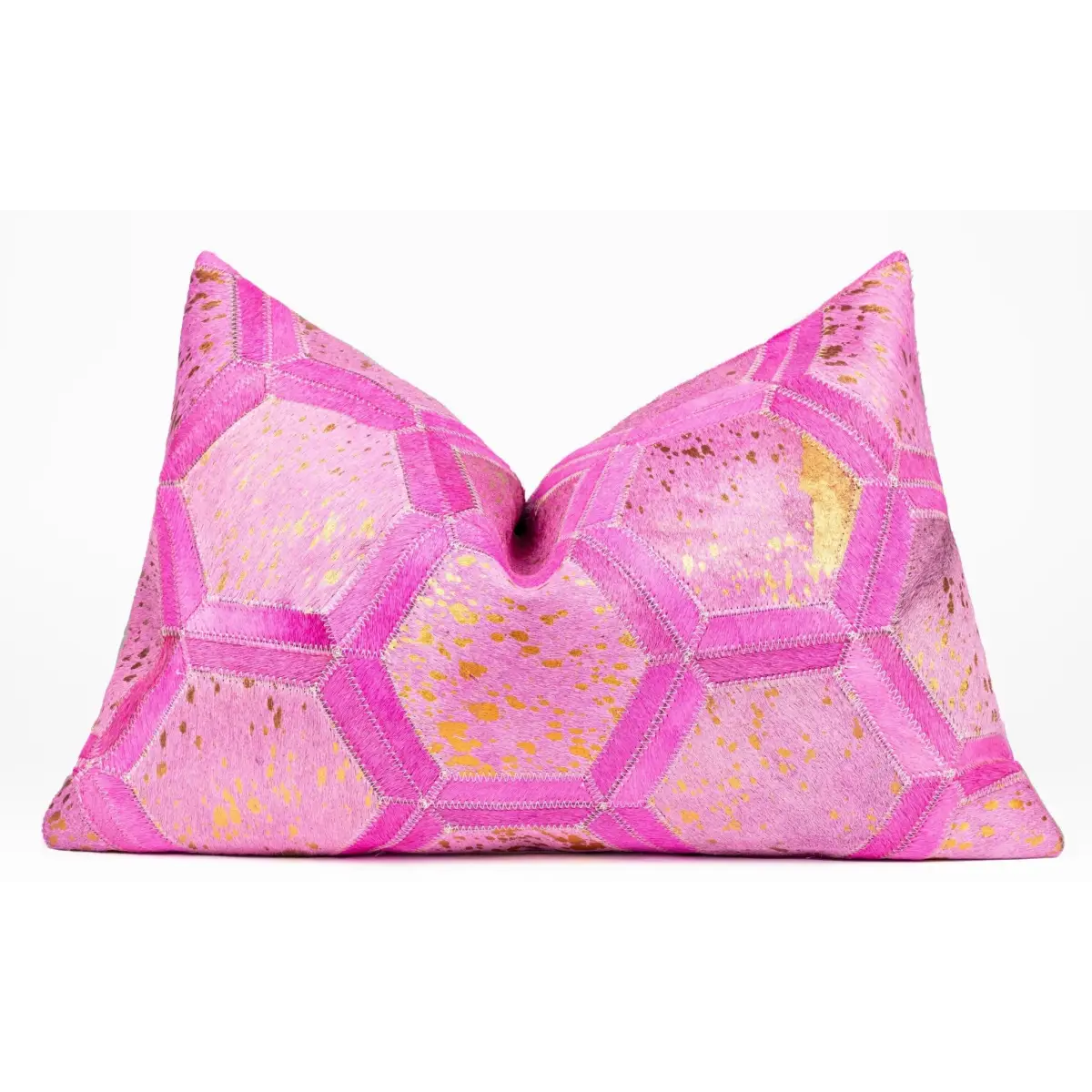 Canvello Genuine Cowhide Leather Decorative Throw Pillows - Handmade Patchwork Boho Accent Pillows For Sofa Couch Bed