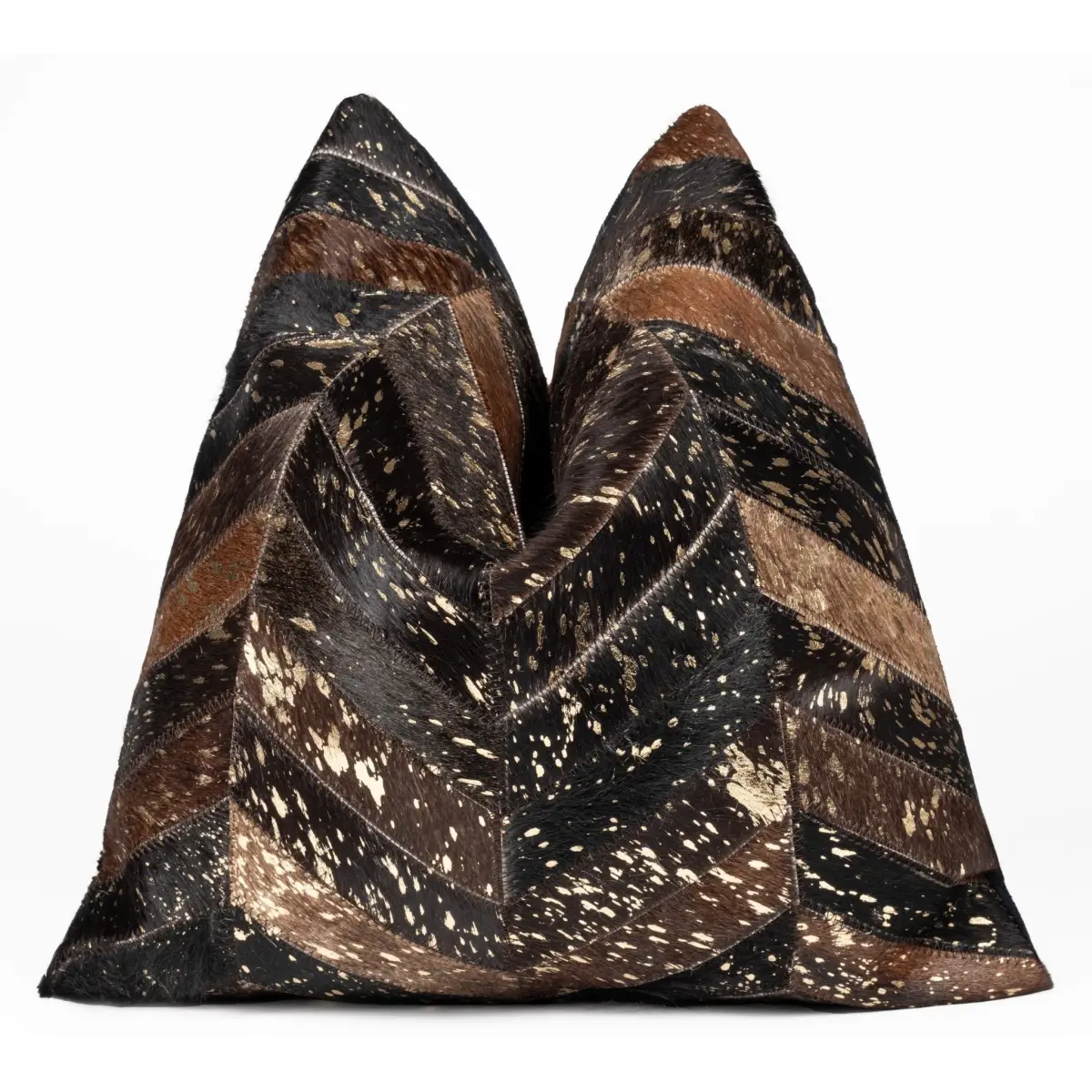 Canvello Genuine Cowhide Leather Decorative Throw Pillows - Handmade Patchwork Boho Accent Pillows For Sofa Couch Bed