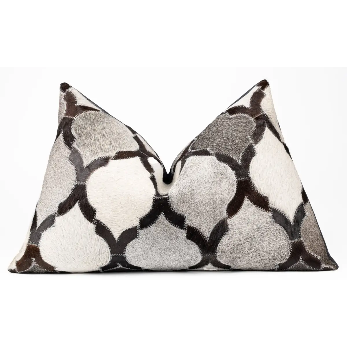 Canvello Genuine Cowhide Leather Decorative Throw Pillows - Handmade Patchwork Boho Accent Pillows For Sofa Couch Bed