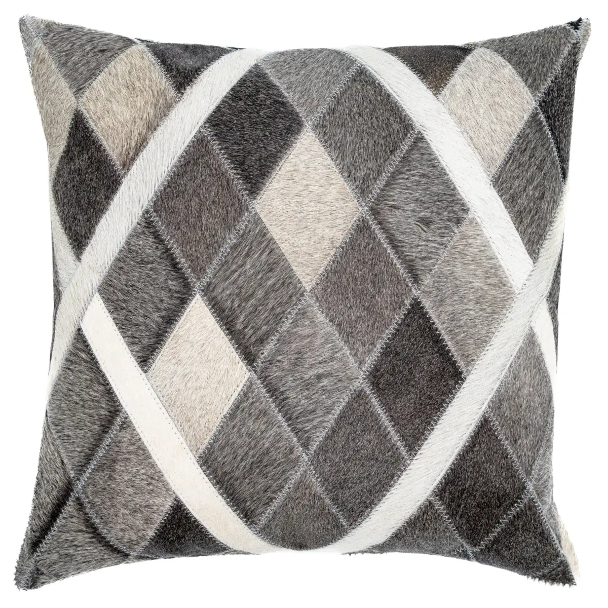 Canvello Genuine Cowhide Leather Decorative Throw Pillows - Handmade Patchwork Boho Accent Pillows For Sofa Couch Bed