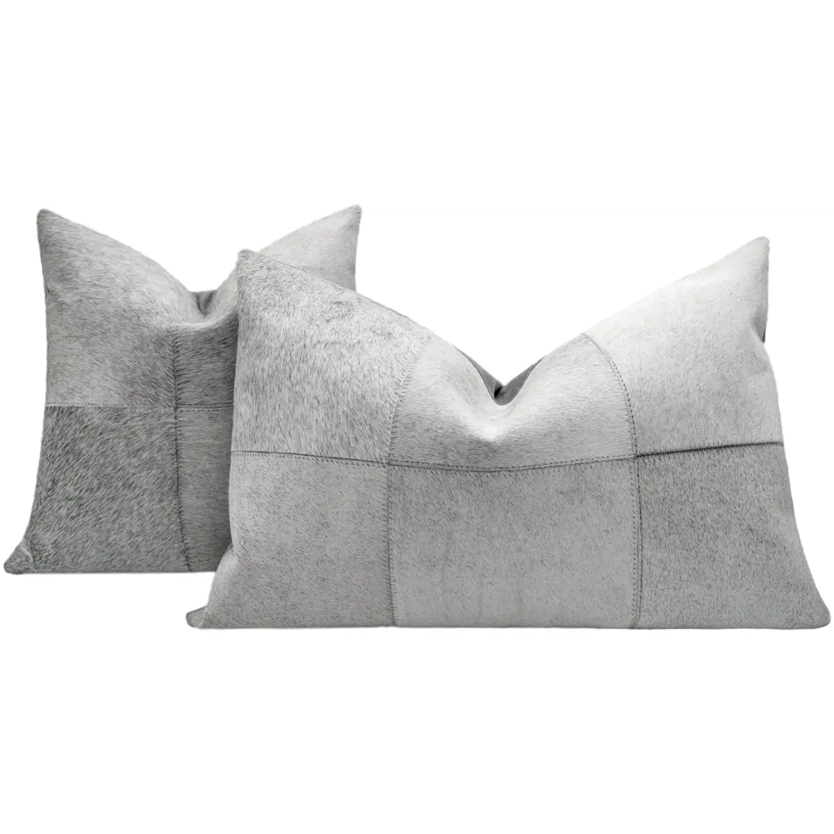 Canvello Genuine Cowhide Leather Decorative Throw Pillows - Handmade Patchwork Boho Accent Pillows For Sofa Couch Bed