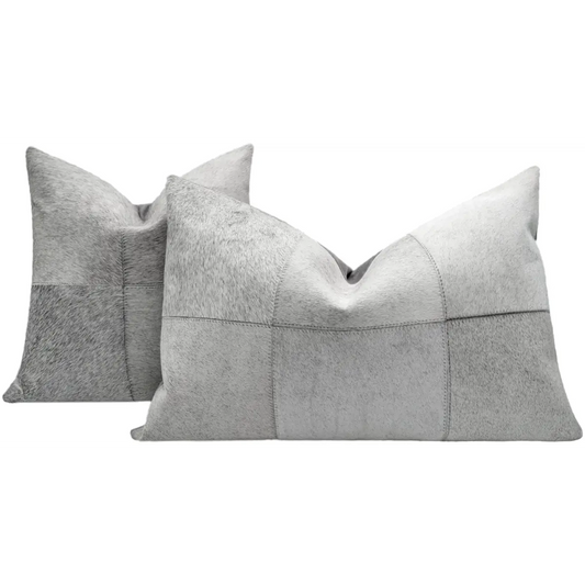 Canvello Genuine Cowhide Leather Decorative Throw Pillows - Handmade Patchwork Boho Accent Pillows For Sofa Couch Bed