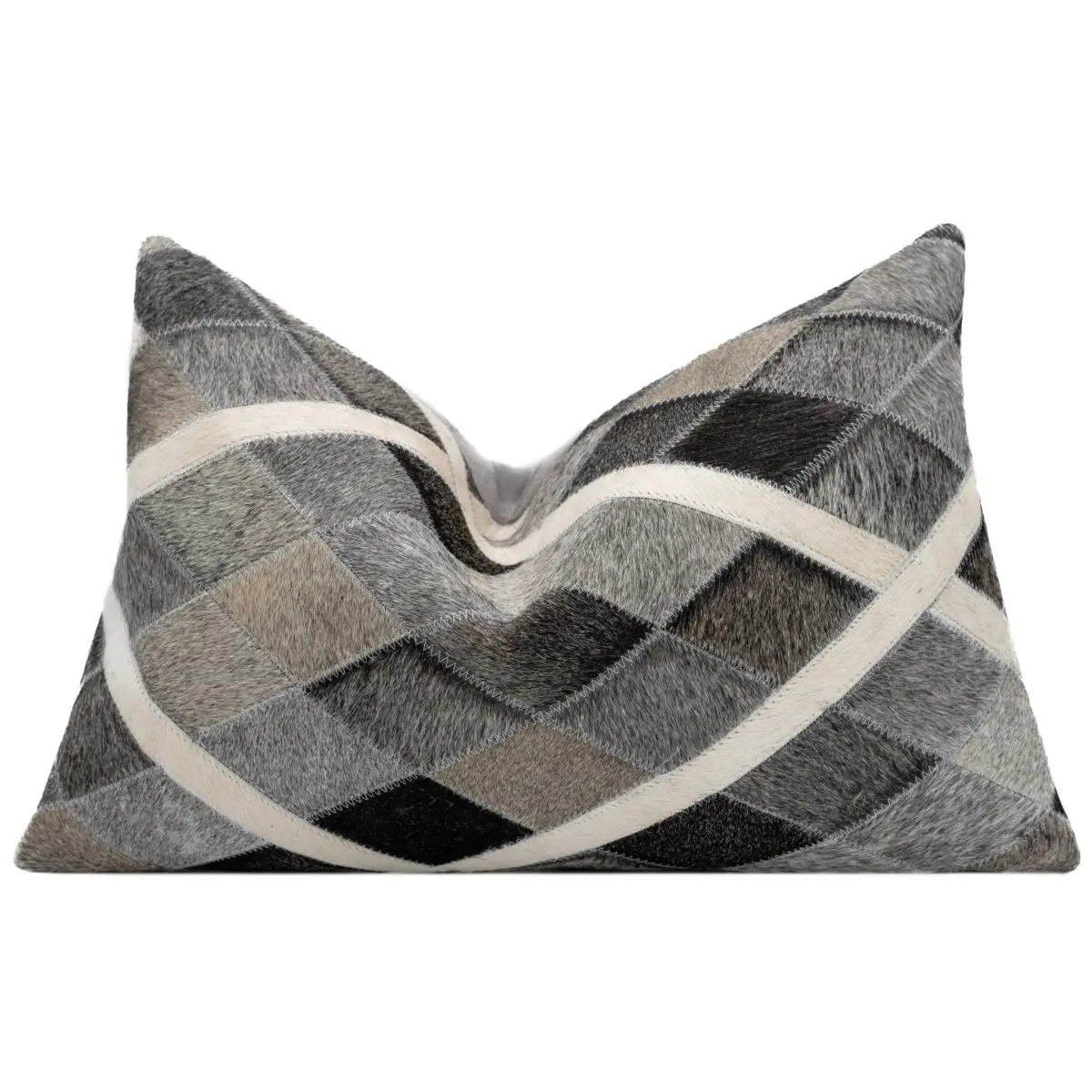 Canvello Genuine Cowhide Leather Decorative Throw Pillows - Handmade Patchwork Boho Accent Pillows For Sofa Couch Bed