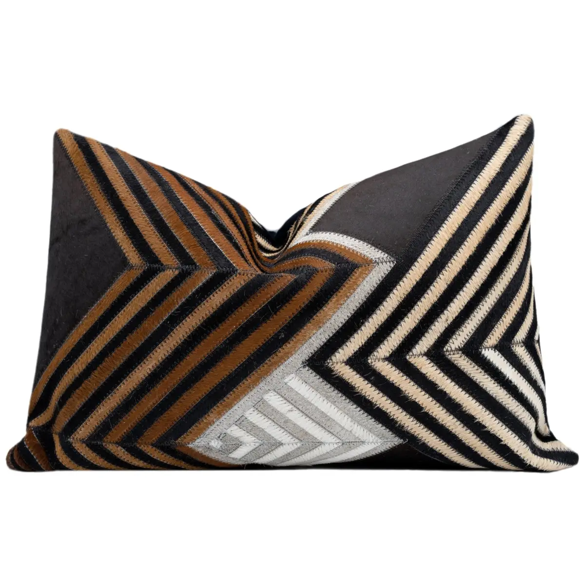 Canvello Genuine Cowhide Leather Decorative Throw Pillows - Handmade Patchwork Boho Accent Pillows For Sofa Couch Bed