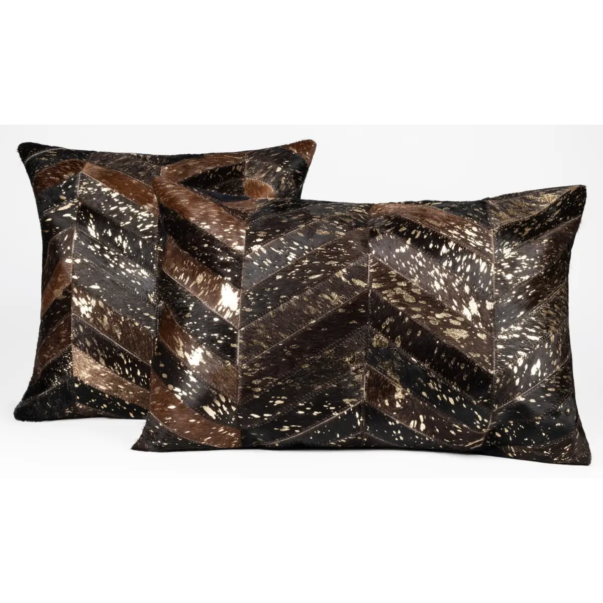 Canvello Genuine Cowhide Leather Decorative Throw Pillows - Handmade Patchwork Boho Accent Pillows For Sofa Couch Bed