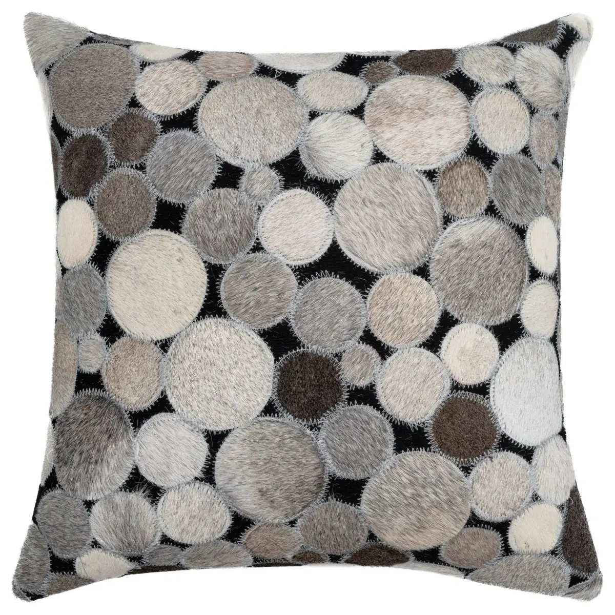 Canvello Genuine Cowhide Leather Decorative Throw Pillows - Handmade Patchwork Boho Accent Pillows For Sofa Couch Bed