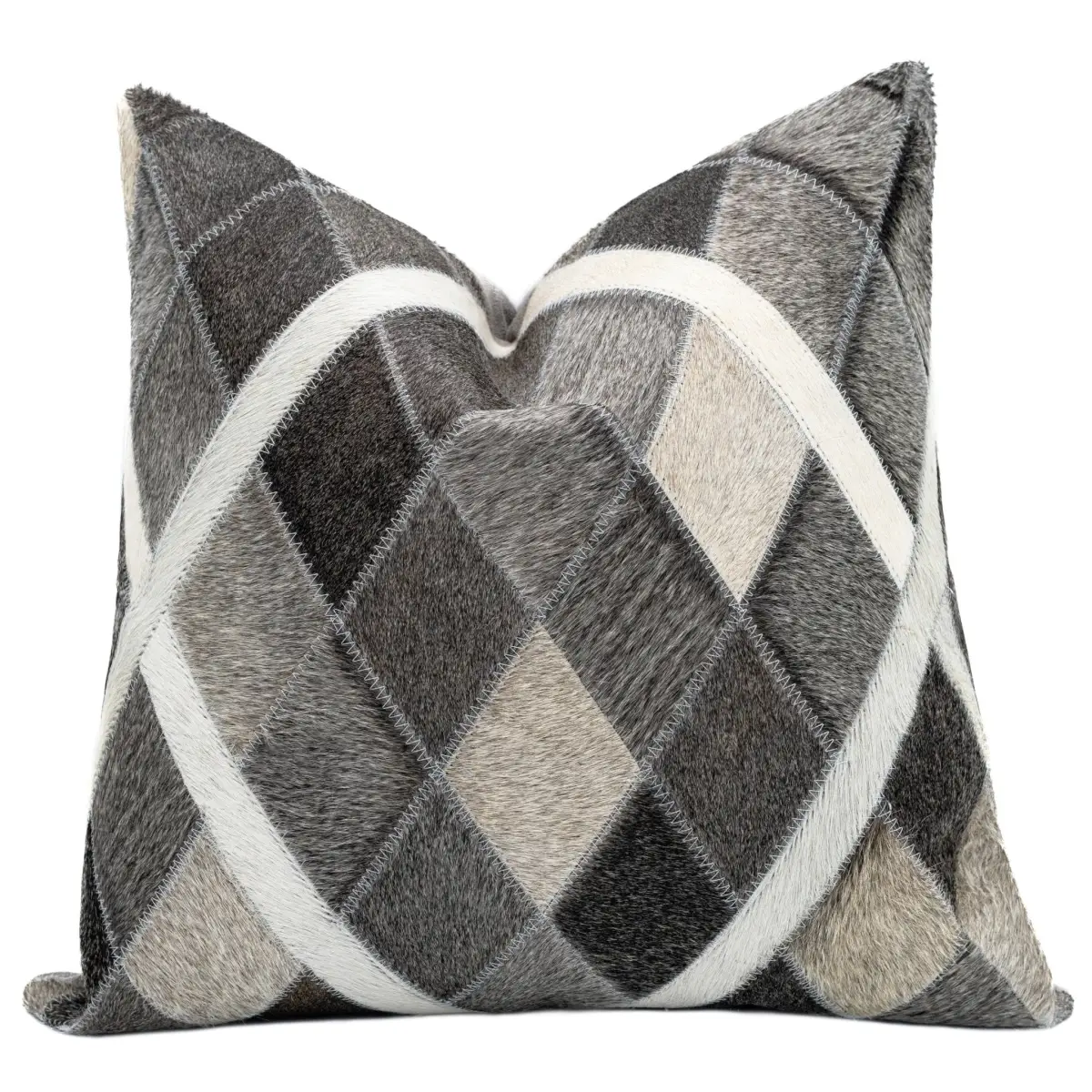 Canvello Genuine Cowhide Leather Decorative Throw Pillows - Handmade Patchwork Boho Accent Pillows For Sofa Couch Bed