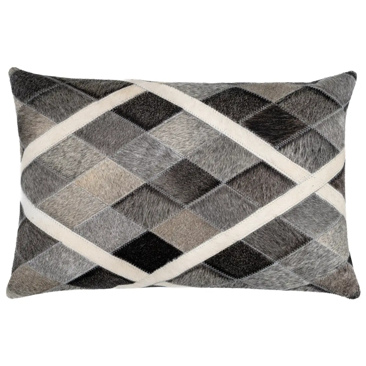 Canvello Genuine Cowhide Leather Decorative Throw Pillows - Handmade Patchwork Boho Accent Pillows For Sofa Couch Bed