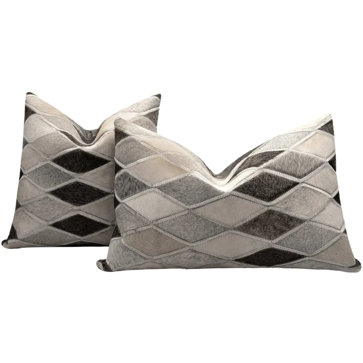 Canvello Genuine Cowhide Leather Decorative Throw Pillows - Handmade Patchwork Boho Accent Pillows For Sofa Couch Bed