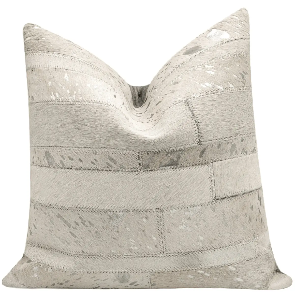 Canvello Genuine Cowhide Leather Decorative Throw Pillows - Handmade Patchwork Boho Accent Pillows For Sofa Couch Bed