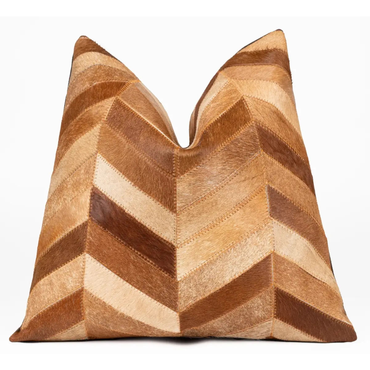 Canvello Genuine Cowhide Leather Decorative Throw Pillows - Handmade Patchwork Boho Accent Pillows For Sofa Couch Bed