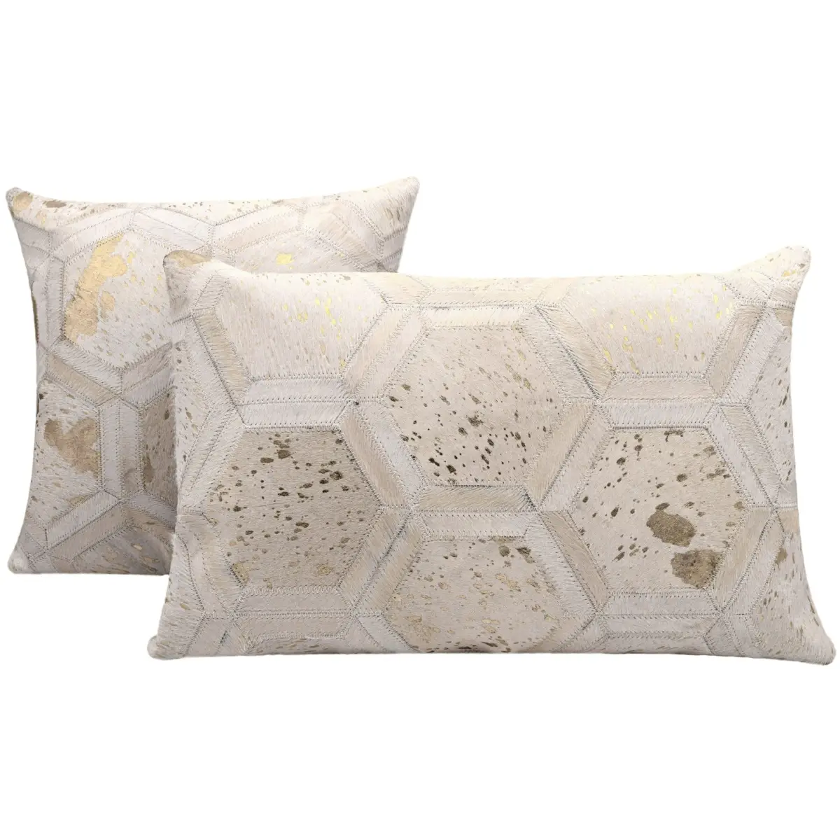 Canvello Genuine Cowhide Leather Decorative Throw Pillows - Handmade Patchwork Boho Accent Pillows For Sofa Couch Bed