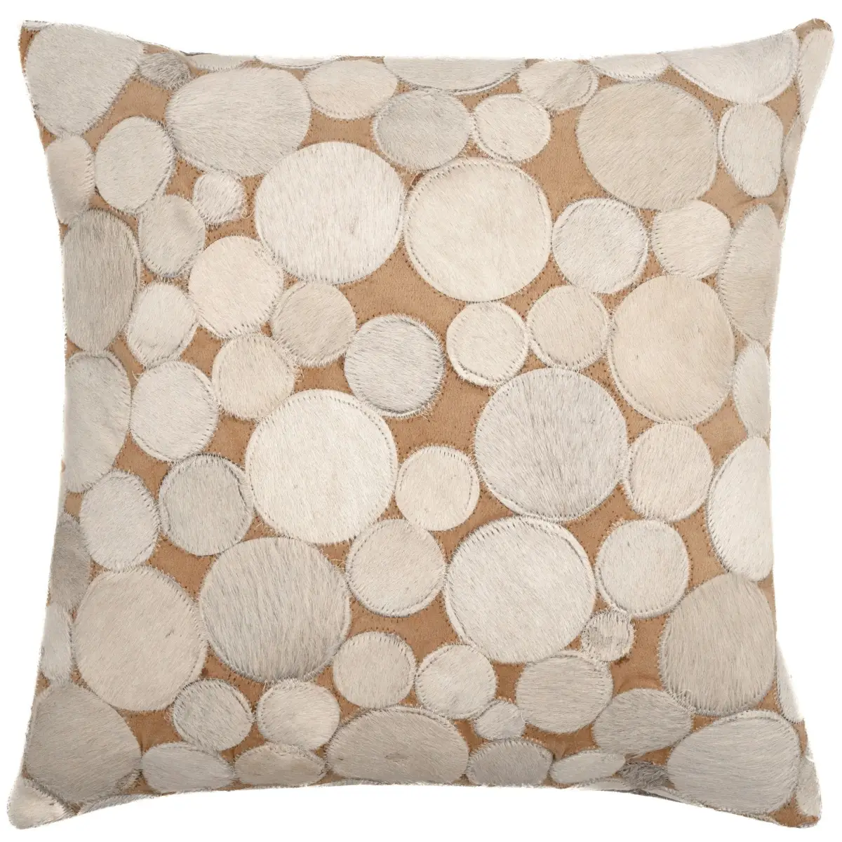 Canvello Genuine Cowhide Leather Decorative Throw Pillows - Handmade Patchwork Boho Accent Pillows For Sofa Couch Bed