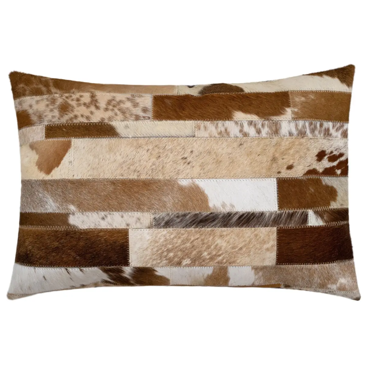 Canvello Genuine Cowhide Leather Decorative Throw Pillows - Handmade Patchwork Boho Accent Pillows For Sofa Couch Bed