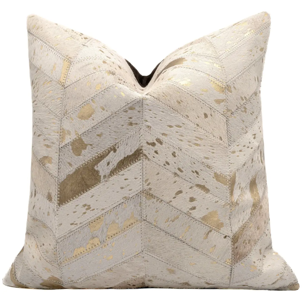 Canvello Genuine Cowhide Leather Decorative Throw Pillows - Handmade Patchwork Boho Accent Pillows For Sofa Couch Bed