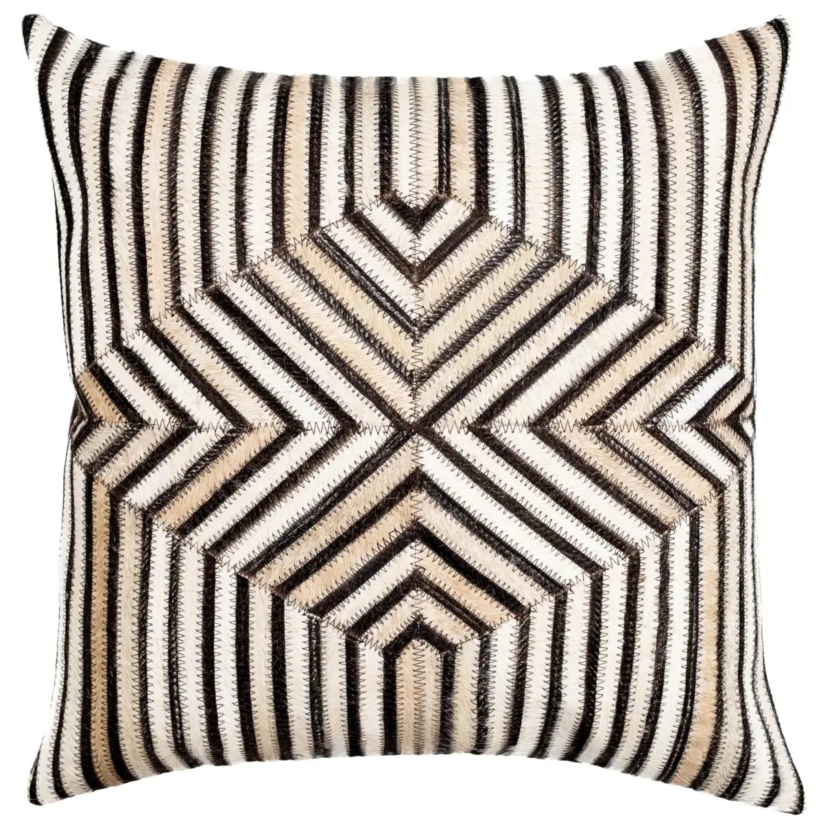 Canvello Genuine Cowhide Leather Decorative Throw Pillows - Handmade Patchwork Boho Accent Pillows For Sofa Couch Bed