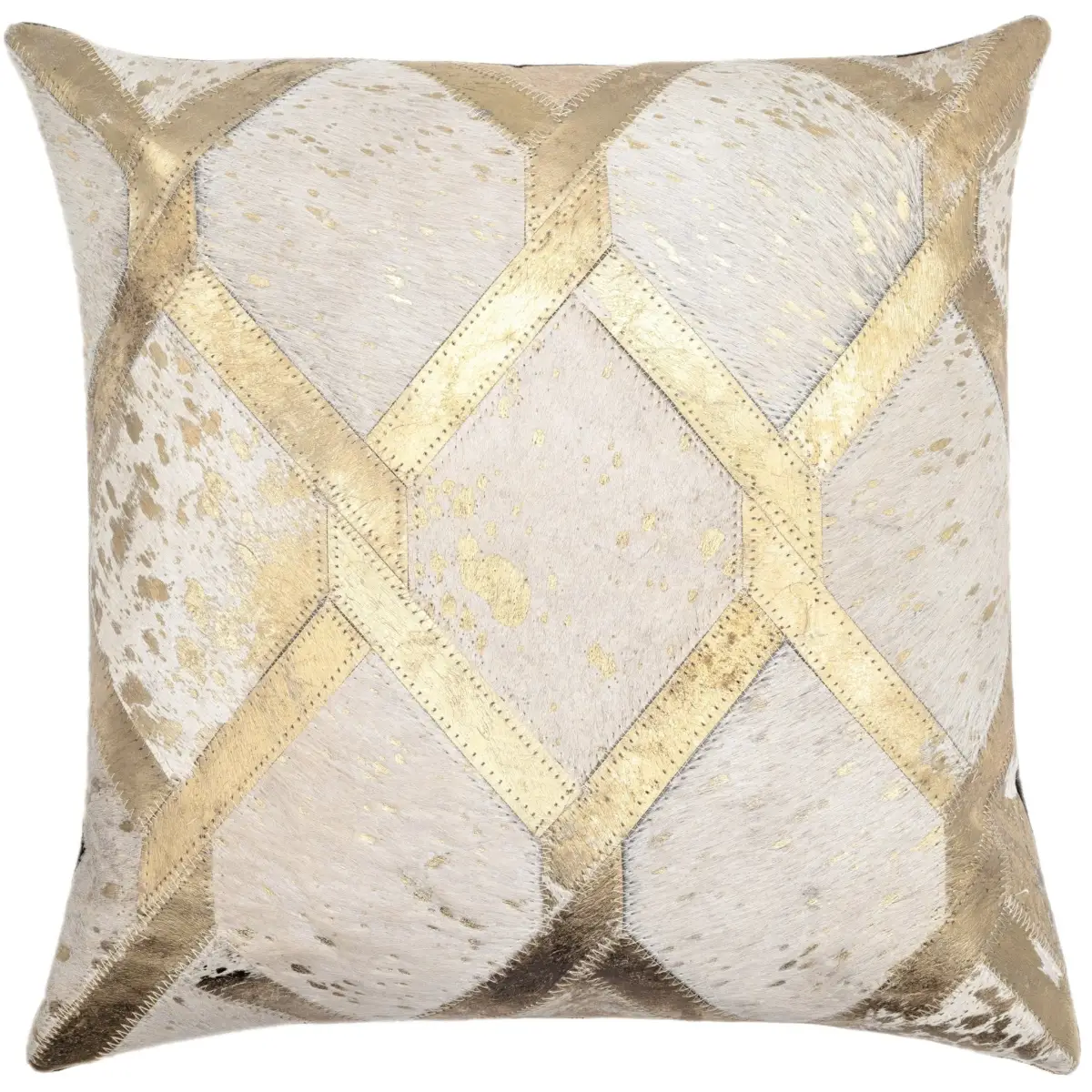 Canvello Genuine Cowhide Leather Decorative Throw Pillows - Handmade Patchwork Boho Accent Pillows For Sofa Couch Bed