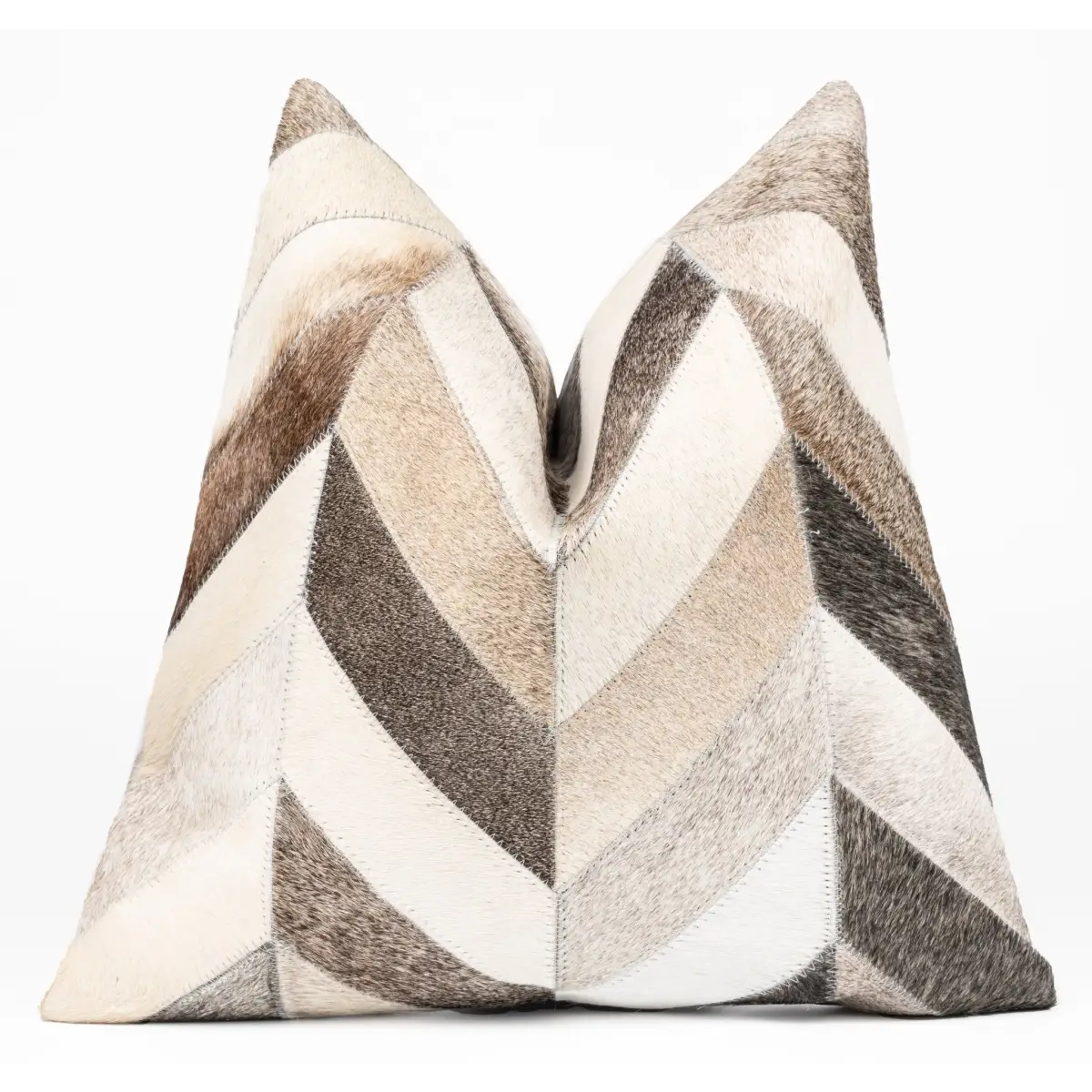 Canvello Genuine Cowhide Leather Decorative Throw Pillows - Handmade Patchwork Boho Accent Pillows For Sofa Couch Bed