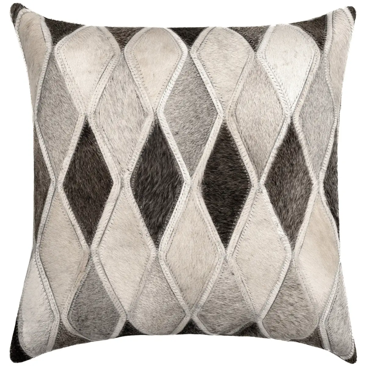 Canvello Genuine Cowhide Leather Decorative Throw Pillows - Handmade Patchwork Boho Accent Pillows For Sofa Couch Bed